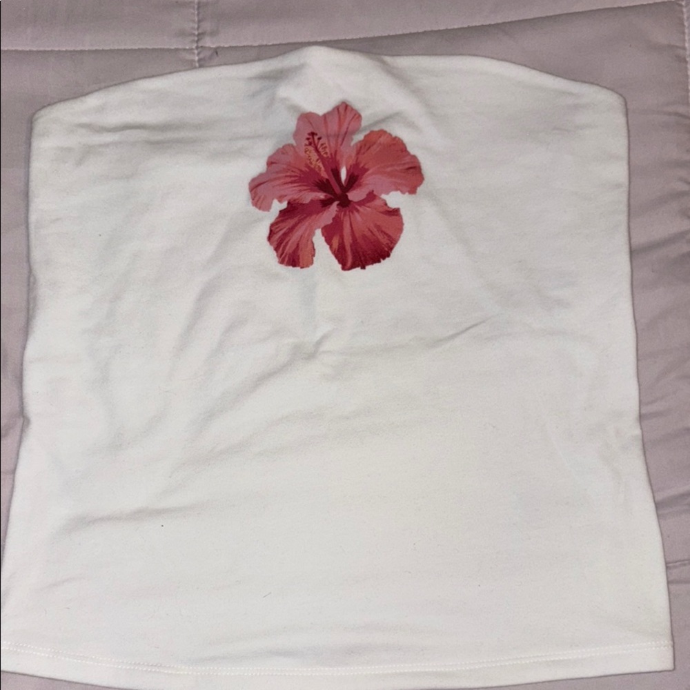 Wild Fable White Tube Top with Pink Floral Design